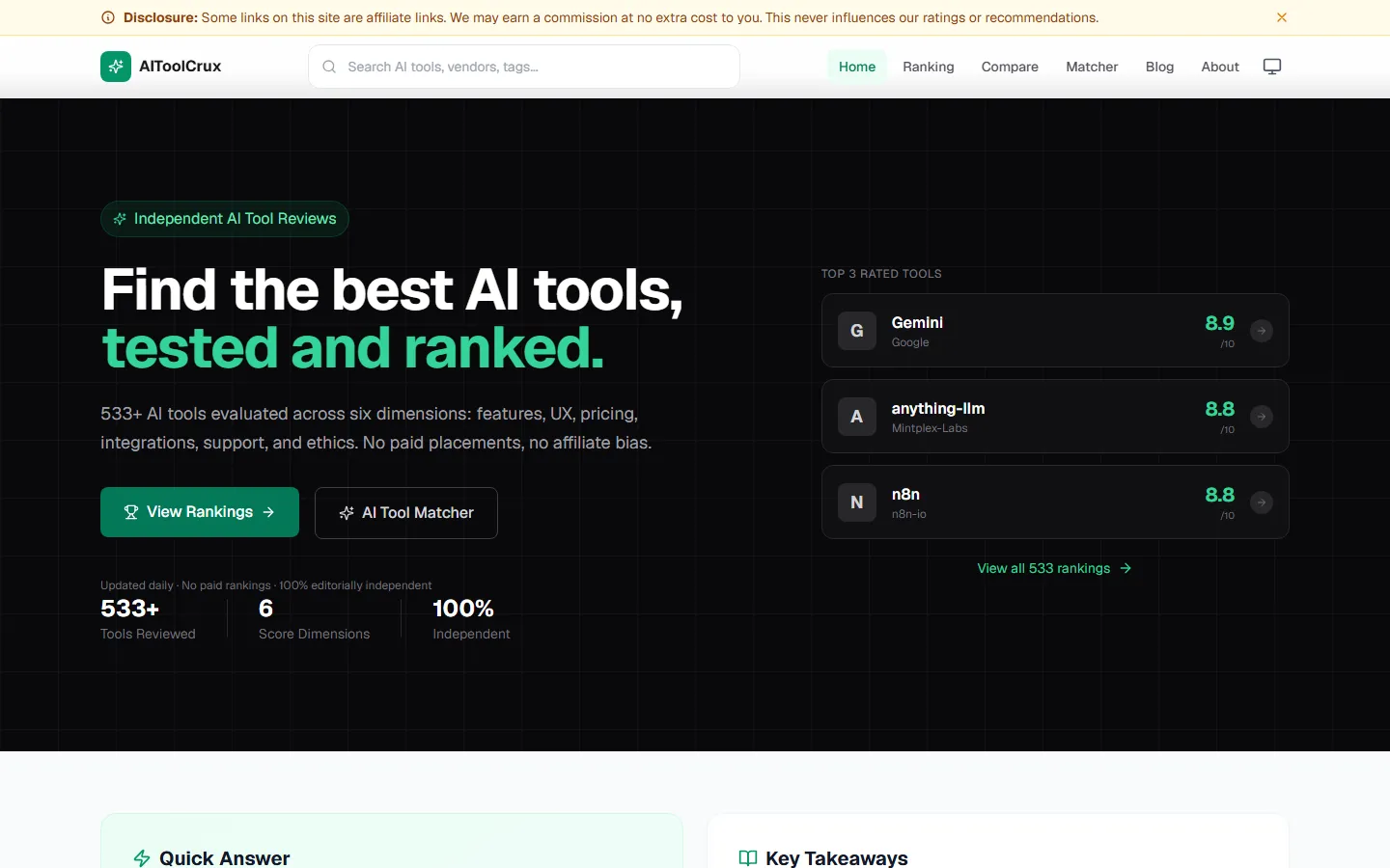 Aitoolcrux homepage screenshot
