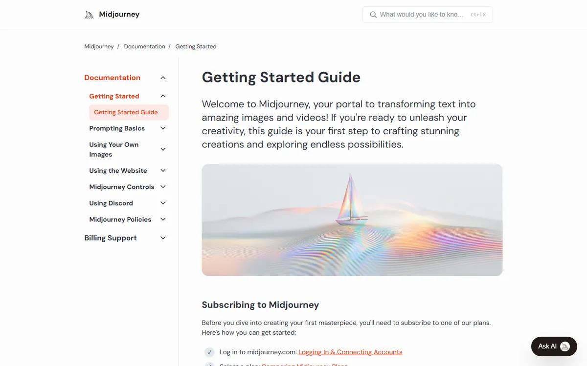 midjourney interface screenshot