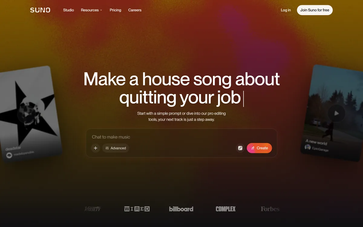 Suno interface screenshot